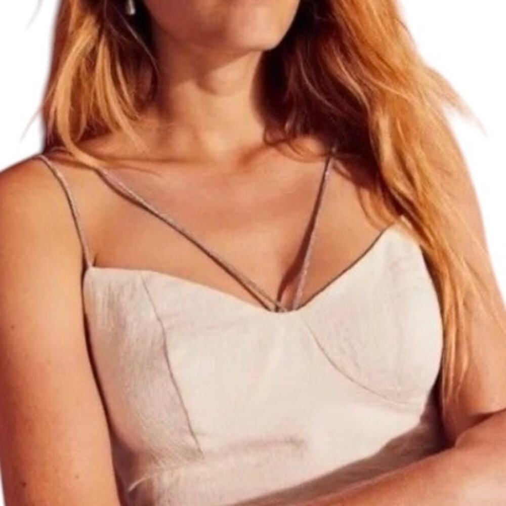 H & M Cropped Cream Color Top Size Extra Large Double Jeweled Straps Stretchy